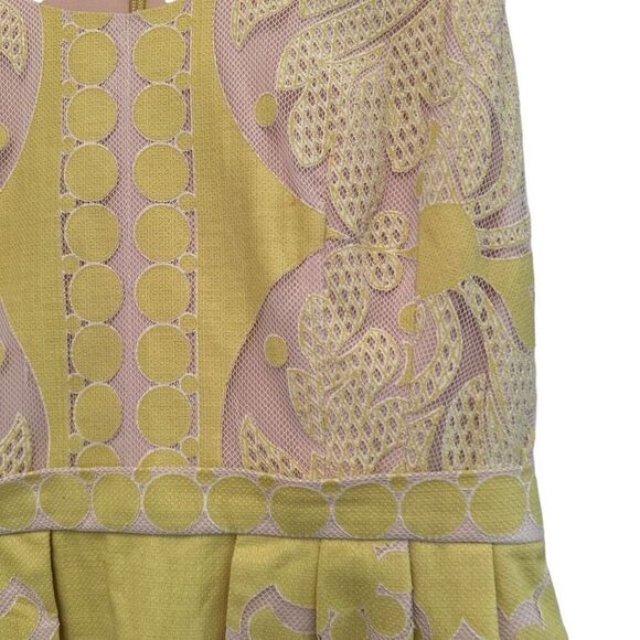 BCBGMazaxia Yellow and Tan lace dress - Picture 6 of 9